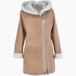 Women's Sheepskin Hooded Coat Tan Brockton