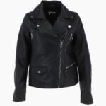 Women's Leather Biker Jacket Black Clanton