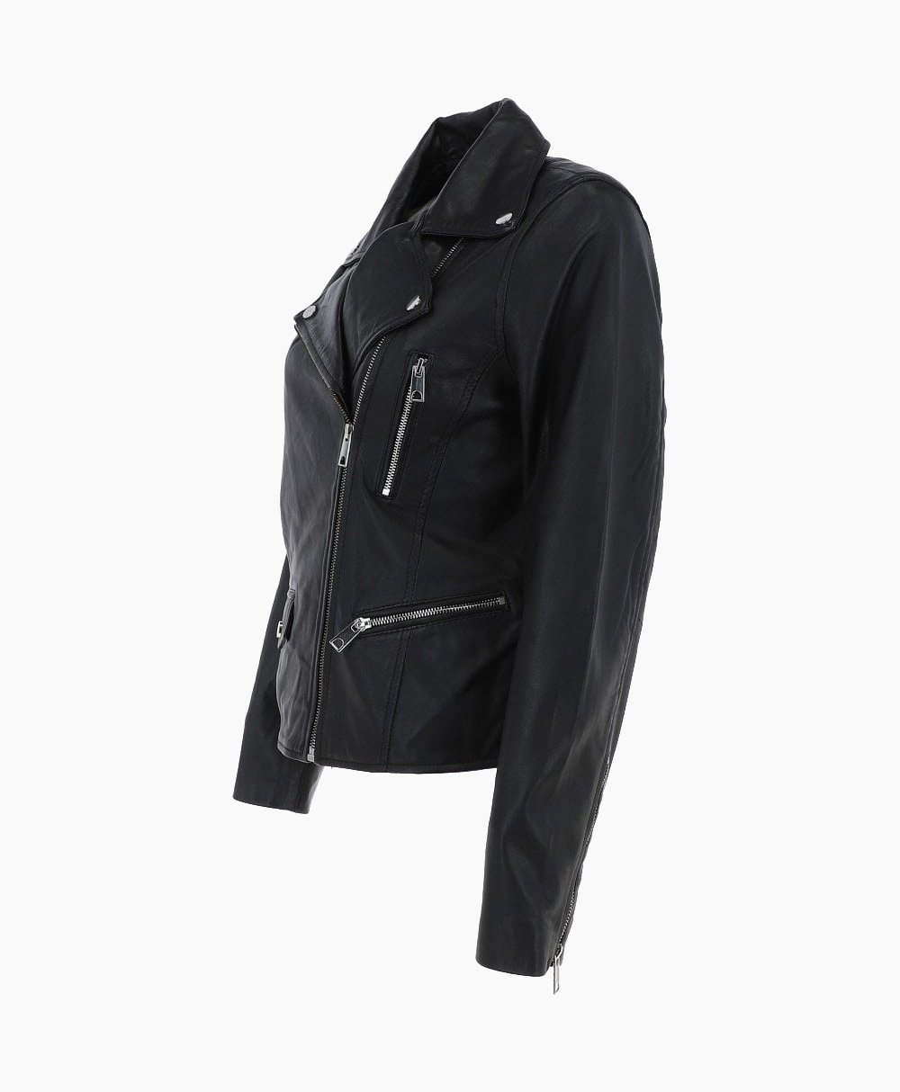 Women's Leather Biker Jacket Black Clanton Women's Leather Biker Jacket Black Clanton