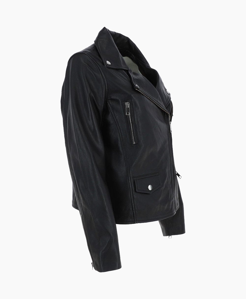 Women's Leather Biker Jacket Black Clanton Women's Leather Biker Jacket Black Clanton