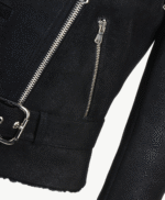 Women's Leather Biker Pilot Jacket Black Saugus