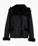 Women's Shearling Hooded Jacket Black Leominster