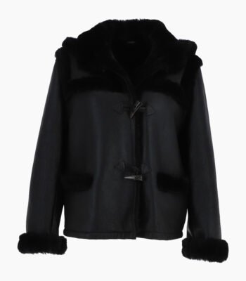 Women's Shearling Hooded Jacket Black Leominster