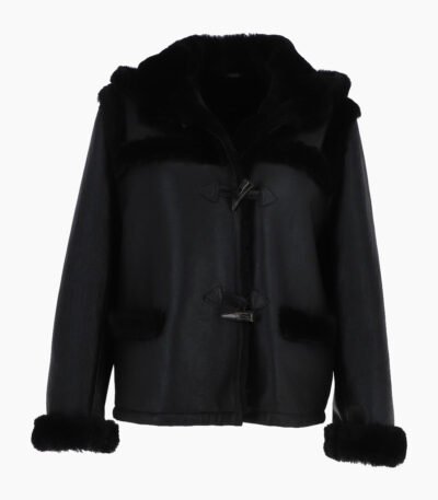 Women's Shearling Hooded Jacket Black Leominster