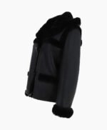 Women's Shearling Hooded Jacket Black Leominster