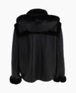 Women's Shearling Hooded Jacket Black Leominster