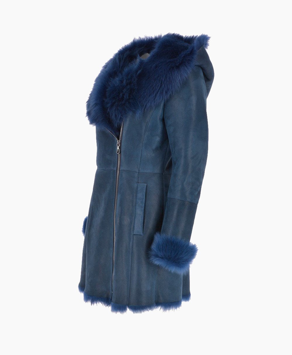 Women's Sheepskin Coat Royal Blue Chelsea Women's Sheepskin Coat Royal Blue Chelsea