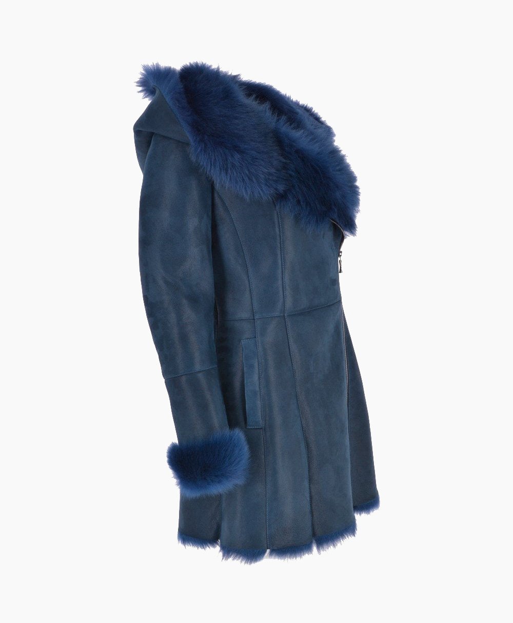 Women's Sheepskin Coat Royal Blue Chelsea Women's Sheepskin Coat Royal Blue Chelsea