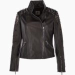 Women's Leather Biker Jacket Black Cadillac