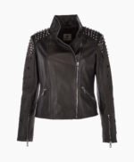Women's Leather Biker Jacket Black Cadillac