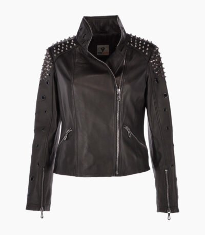 Women's Leather Biker Jacket Black Cadillac