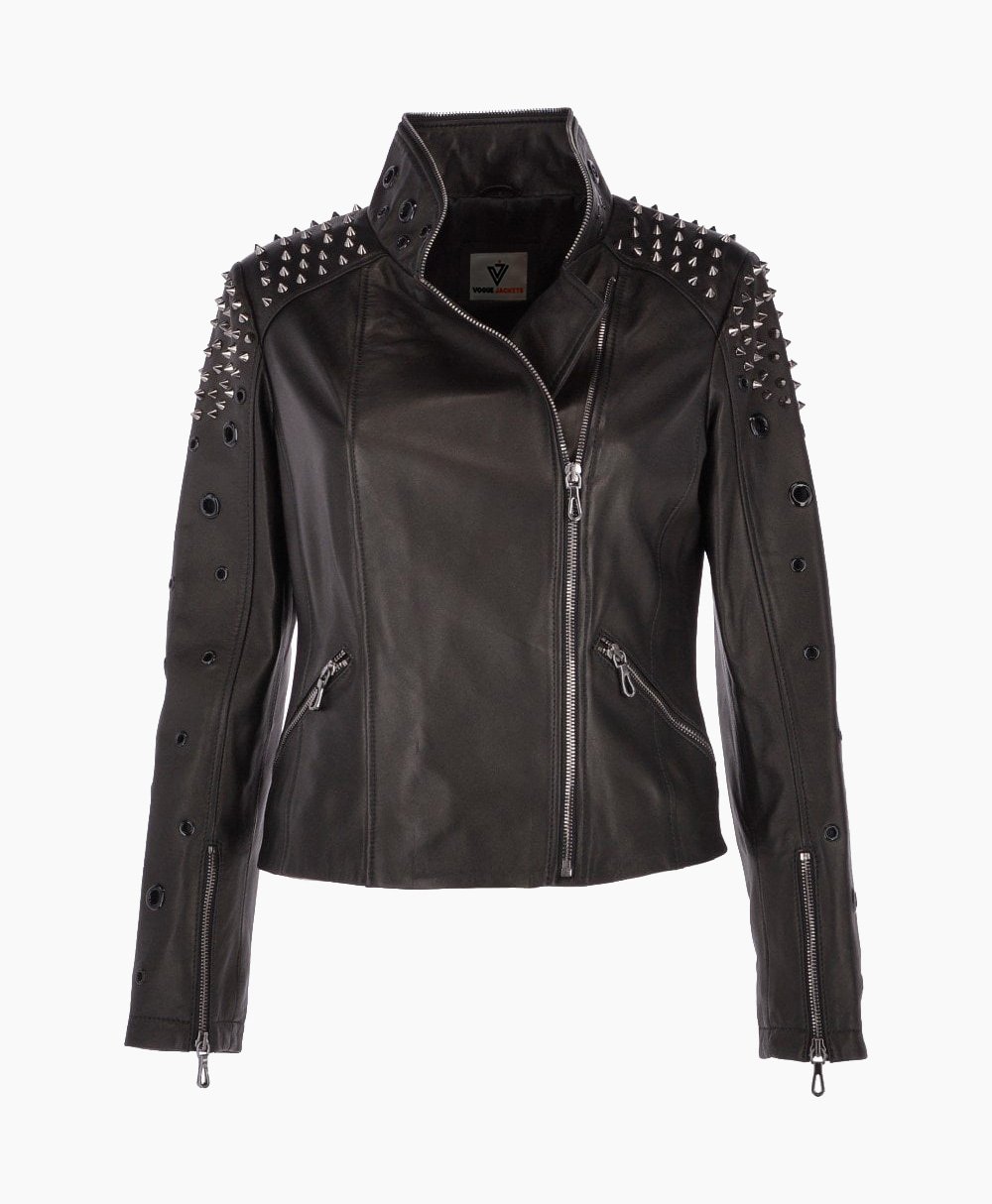 Women's Leather Biker Jacket Black Cadillac Women's Leather Biker Jacket Black Cadillac