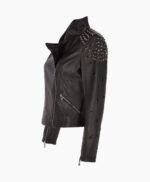 Women's Leather Biker Jacket Black Cadillac