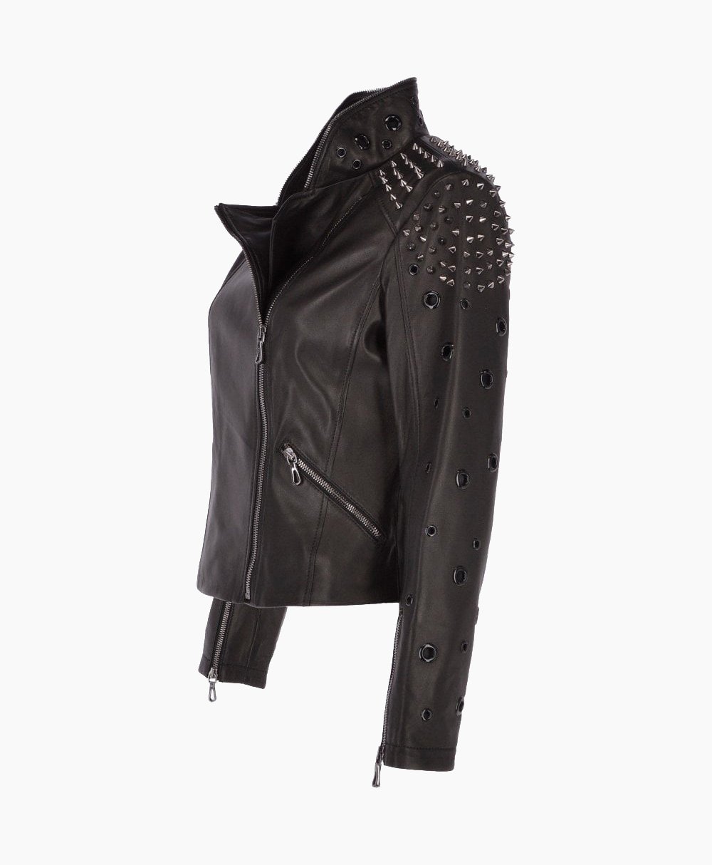 Women's Leather Biker Jacket Black Cadillac Women's Leather Biker Jacket Black Cadillac