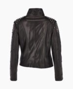 Women's Leather Biker Jacket Black Cadillac