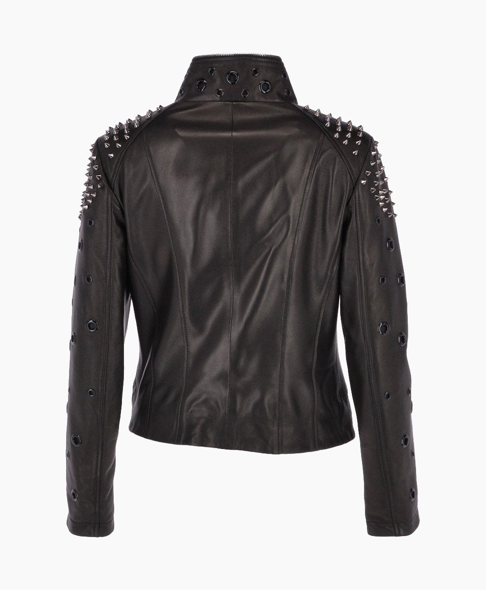 Women's Leather Biker Jacket Black Cadillac Women's Leather Biker Jacket Black Cadillac