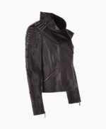 Women's Leather Biker Jacket Black Cadillac