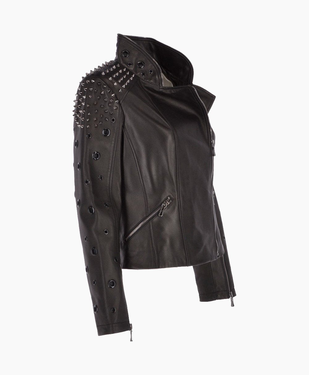 Women's Leather Biker Jacket Black Cadillac Women's Leather Biker Jacket Black Cadillac