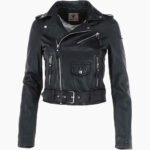 Women's Leather Biker Jacket Black Grayling