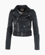 Women's Leather Biker Jacket Black Grayling