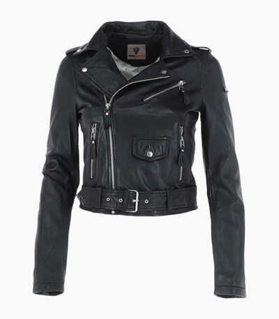 Women's Leather Biker Jacket Black Grayling