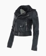 Women's Leather Biker Jacket Black Grayling
