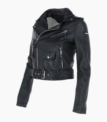 Women's Leather Biker Jacket Black Grayling