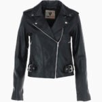 Women's Leather Biker Jacket Black Webster