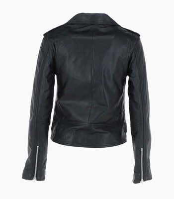 Women's Leather Biker Jacket Black Webster
