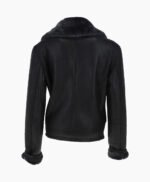 Women's Shearling Sheepskin Aviator Jacket Black Lenox