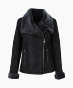 Women's Shearling Sheepskin Aviator Jacket Black Westfield