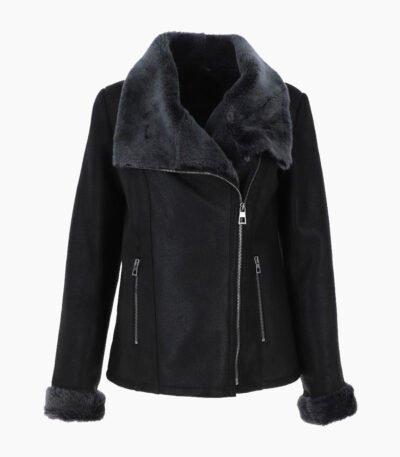 Women's Shearling Sheepskin Aviator Jacket Black Westfield