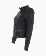 Women's Leather Biker Jacket Black Ontario