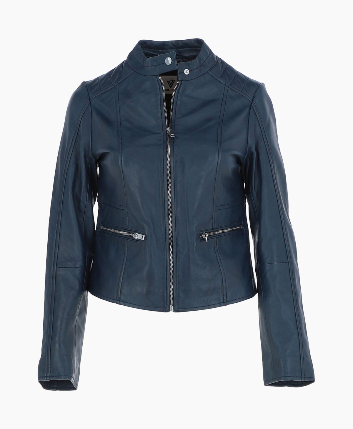 Women's Leather Biker Jacket Navy Ontario Women's Leather Biker Jacket Navy Ontario