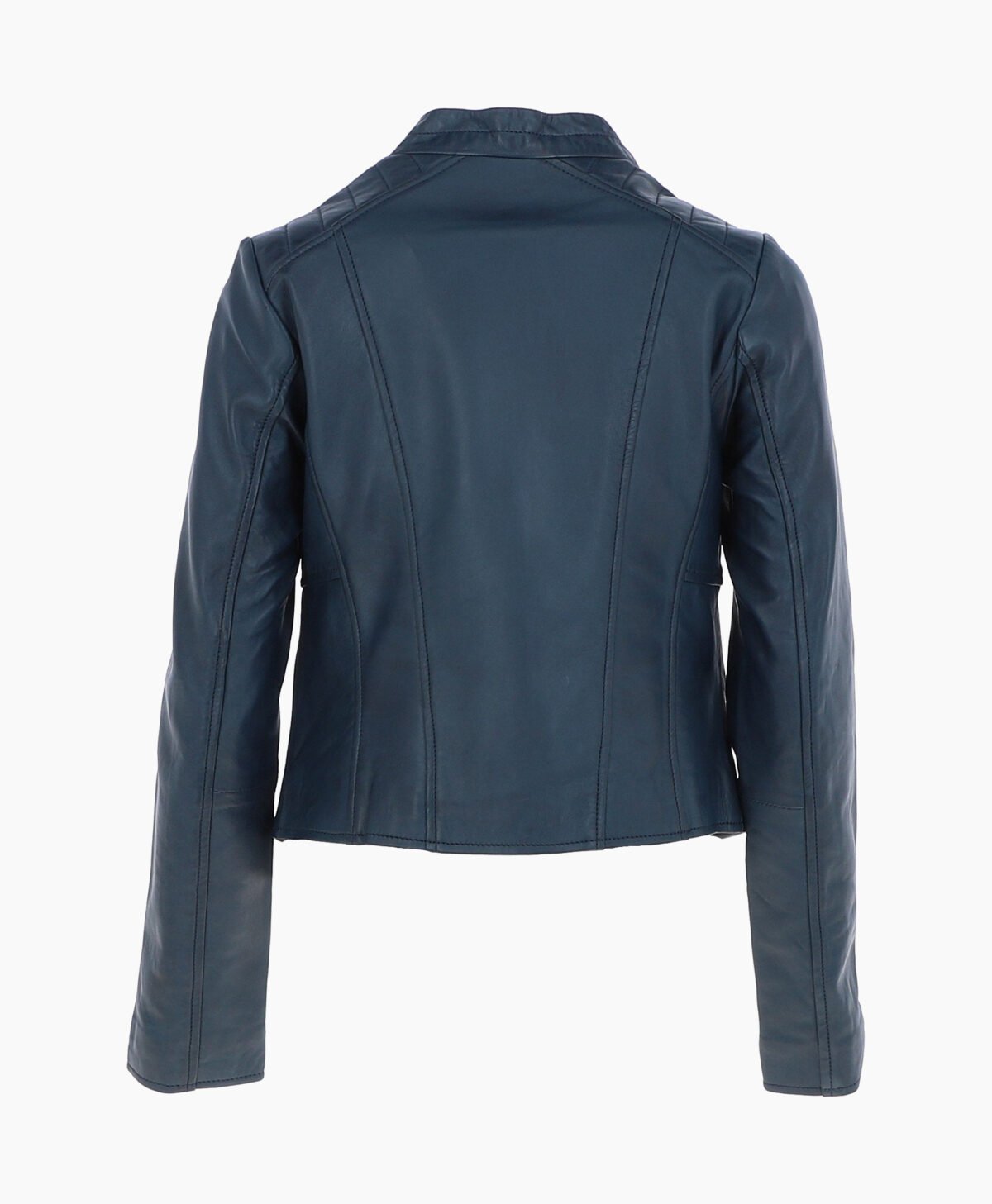 Women's Leather Biker Jacket Navy Ontario