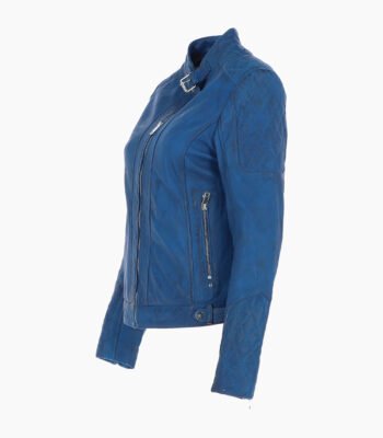 Women's Leather Jacket Blue Malibu