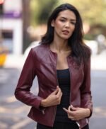 Leather Fashion Jacket Oxblood Elizabeth