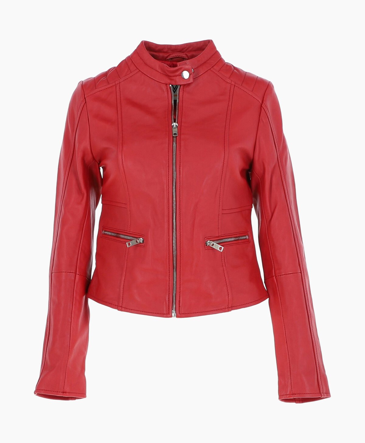 Women's Leather Biker Jacket Red Ontario Women's Leather Biker Jacket Red Ontario