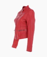 Women's Leather Biker Jacket Red Ontario