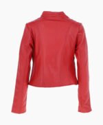Women's Leather Biker Jacket Red Ontario