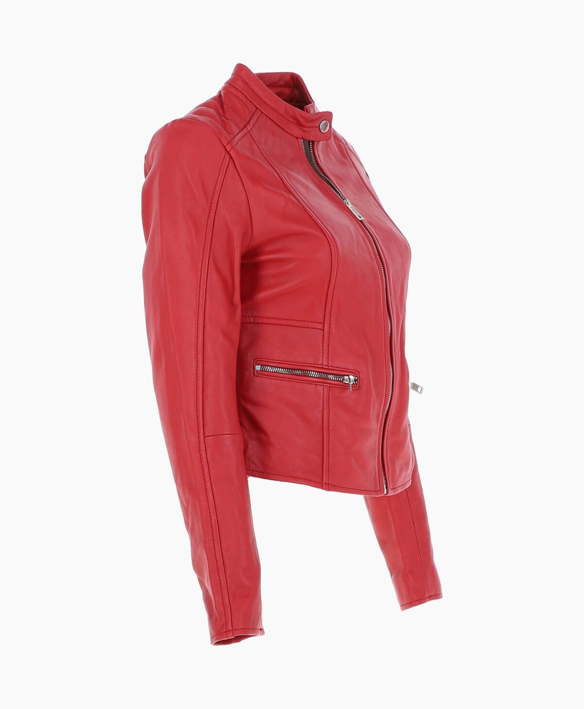 Women's Leather Biker Jacket Red Ontario Women's Leather Biker Jacket Red Ontario