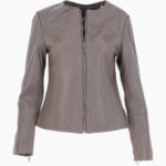 Women's Leather Fashion Jacket Gray Elizabeth