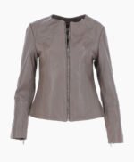 Women's Leather Fashion Jacket Gray Elizabeth