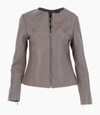 Women's Leather Fashion Jacket Gray Elizabeth