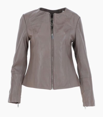 Women's Leather Fashion Jacket Gray Elizabeth