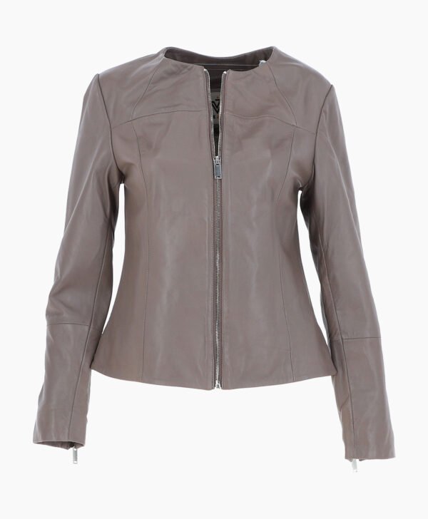 Women's Leather Fashion Jacket Gray Elizabeth