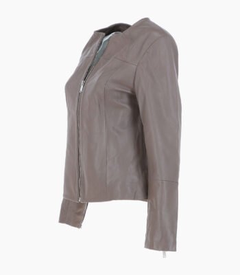 Women's Leather Fashion Jacket Gray Elizabeth