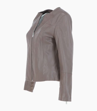Women's Leather Fashion Jacket Gray Elizabeth