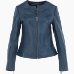 Women's Leather Fashion Jacket Navy Elizabeth