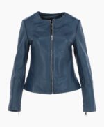 Women's Leather Fashion Jacket Navy Elizabeth